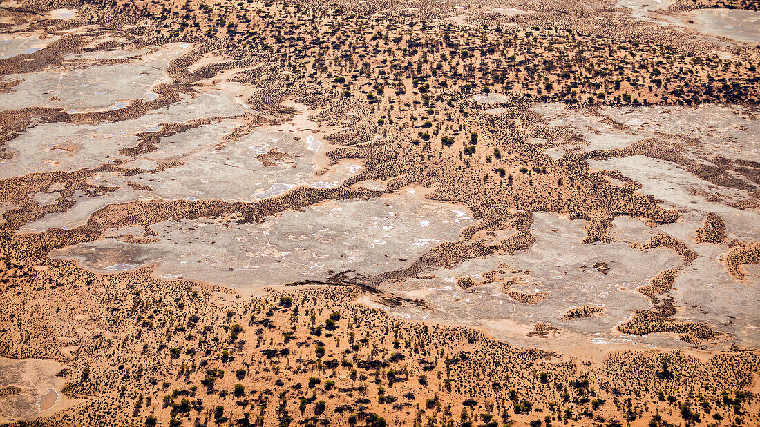 Aerial abstract landscape shot of South Australia Desert