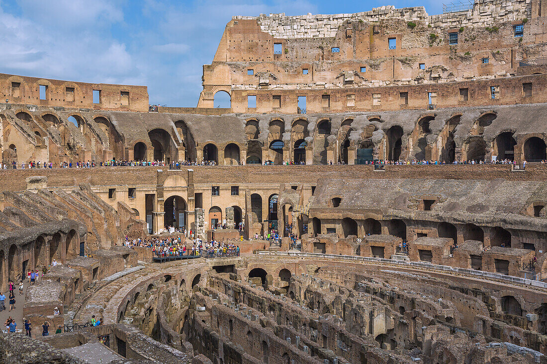 Rome, Colosseum interior view with tiers and arena