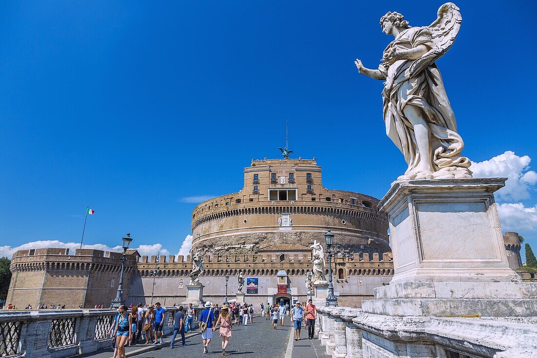 Rom, Castel Sant'Angelo, Engelsburg, Ponte Sant'Angelo, Engelsbrücke, Latium, Italien