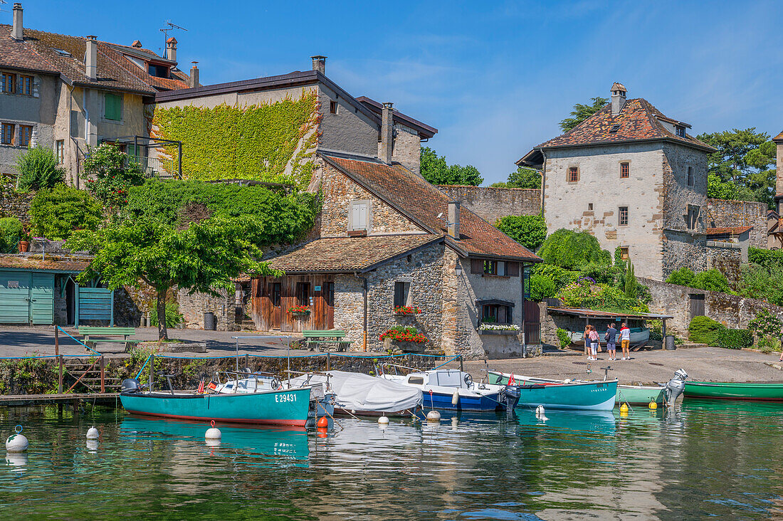 Hafen von Yvoire, Département Haute-Savoie, Auvergne-Rhône-Alpes, Frankreich