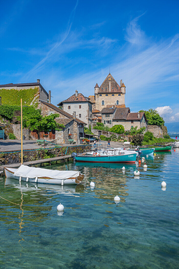 Port of Yvoire, Haute-Savoie department, Auvergne-Rhone-Alpes, France