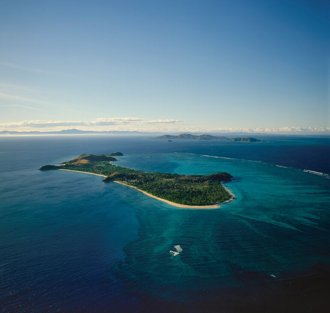 Aerial of Mana Island, Mamanuca Island Group - Fiji
