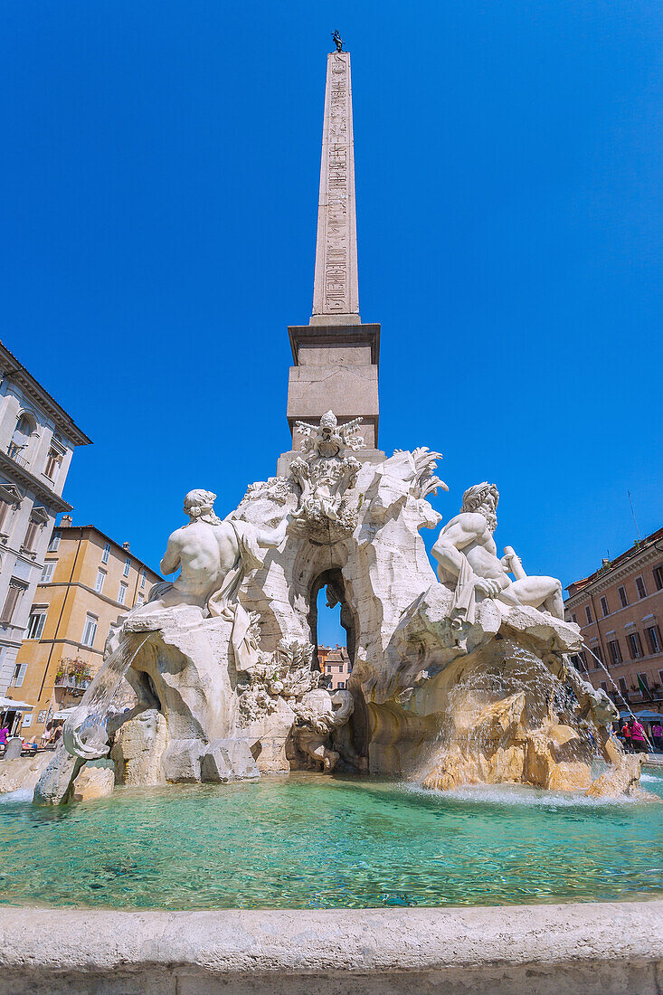 Rome, Piazza Navona, Fountain of the Four Rivers, Fontana dei Quattro Fiumi