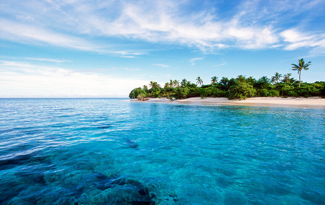 Looking across tropical water to Mana Island - Fiji