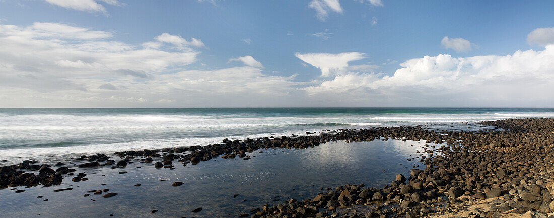 Panorama of rockpool on the seashore at Burleigh Heads - Australia