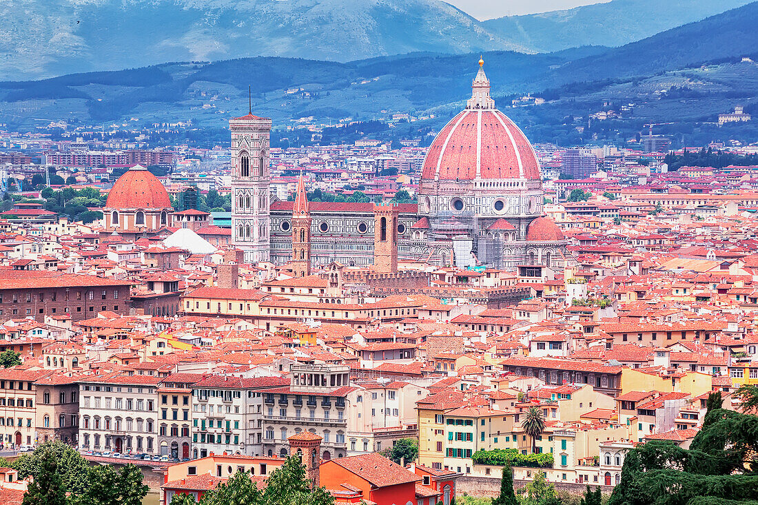 Florence cityscape viewed from Piazzale Michelangelo, Florence, Tuscany, Italy