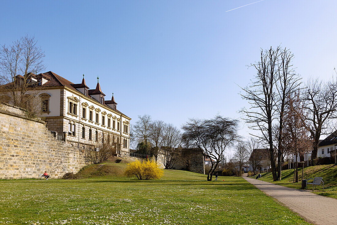 Forchheim; Wallpark, St. Vitus Bastion, Red Wall, district court in Upper Franconia, Bavaria