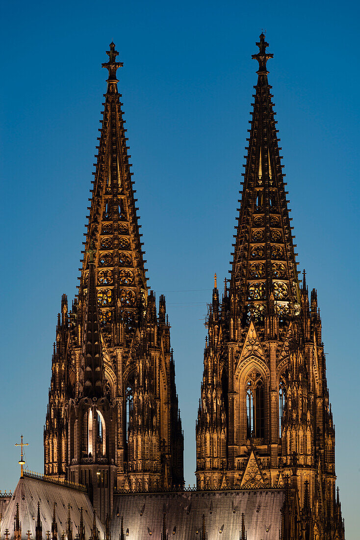 Spiers of Cologne Cathedral, Cologne, North Rhine-Westphalia, Germany, Europe