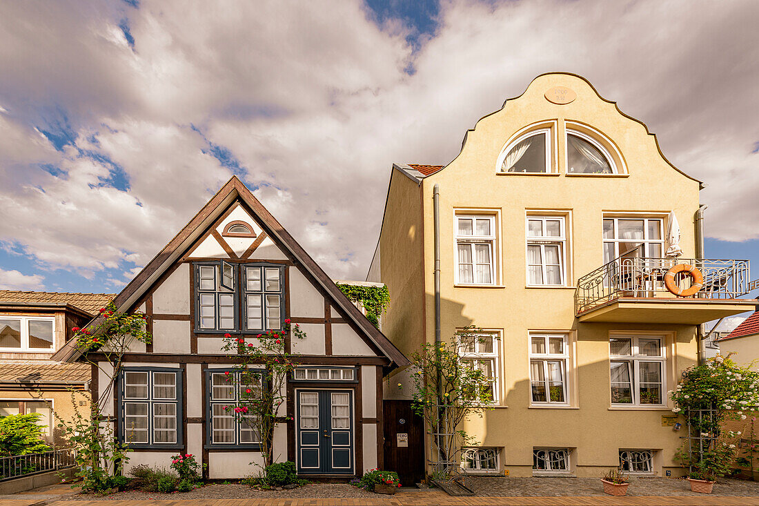 Häuser von Warnemünde, Ostsee, Rostock, Mecklenburg-Vorpommern, Deutschland