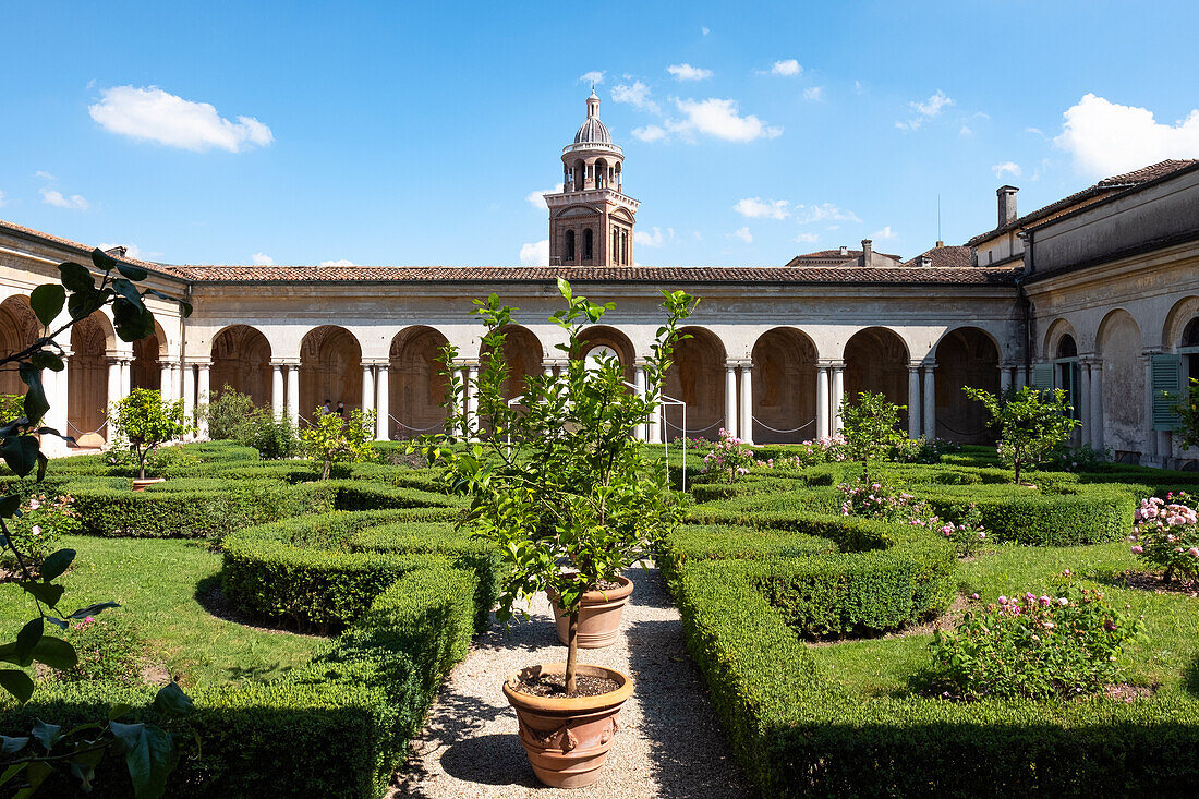 View of the inner courtyard with the Hanging Garden in the Doge's Palace of Mantua, Mantova, Lombardy, Italy, Italy, Europe