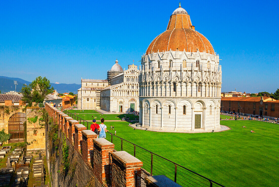 Campo dei Miracoli, top view, Pisa, Tuscany, Italy, Europe