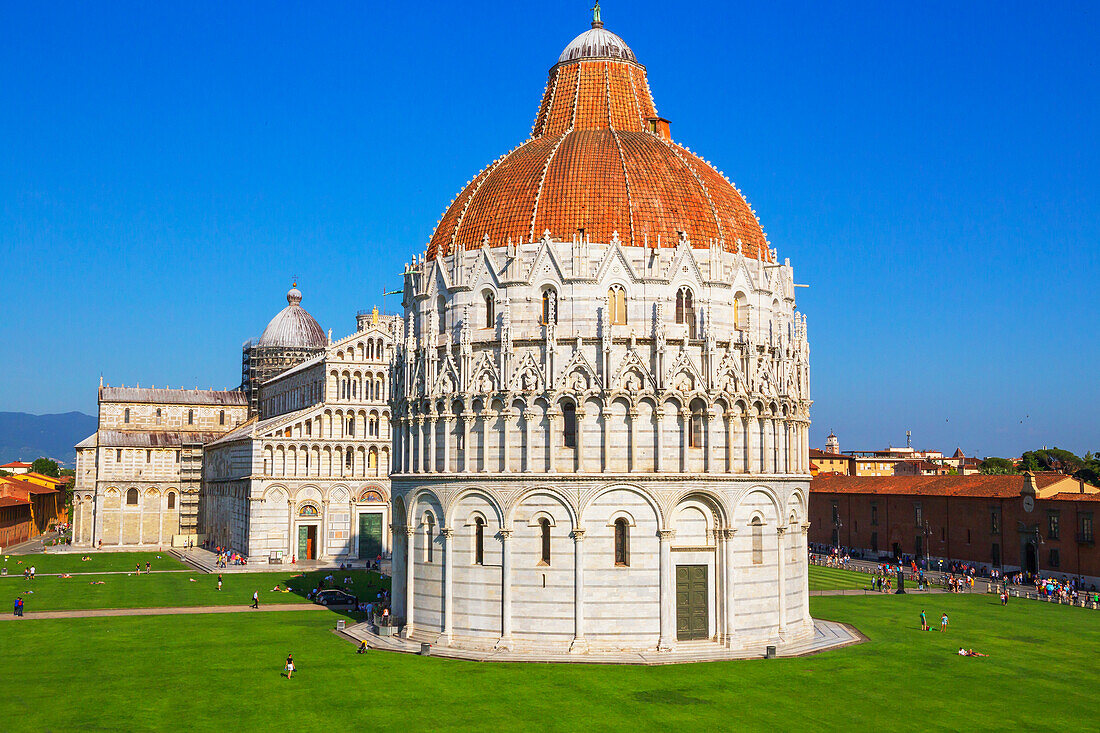 Campo dei Miracoli, top view, Pisa, Tuscany, Italy, Europe