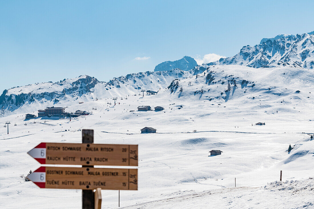 Mountain panorama, Gold button, Compatsch, Alpe di Siusi, South Tyrol, Alto Adige, Italy