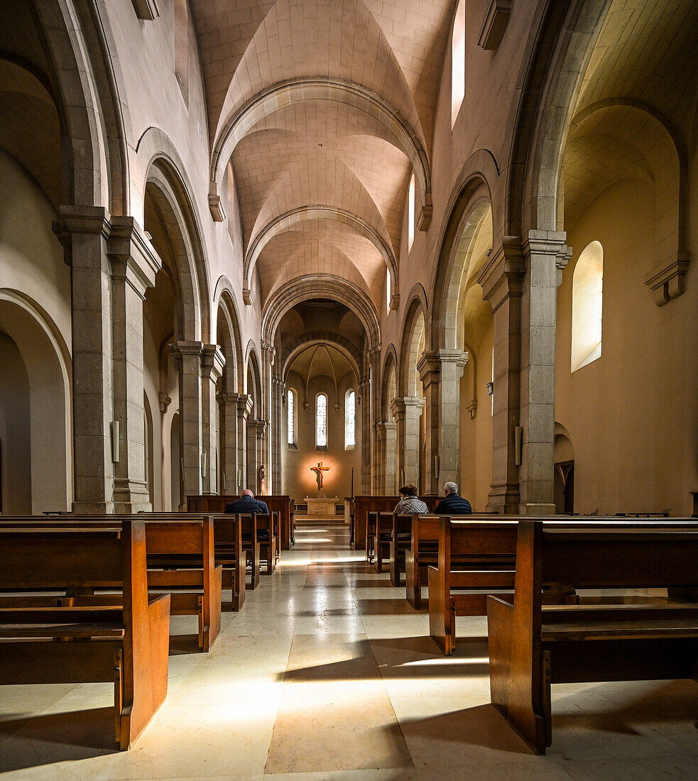 Inside the church of Notre-Dame de Lérins Abbey, Saint-Honorat island, French Riviera, France