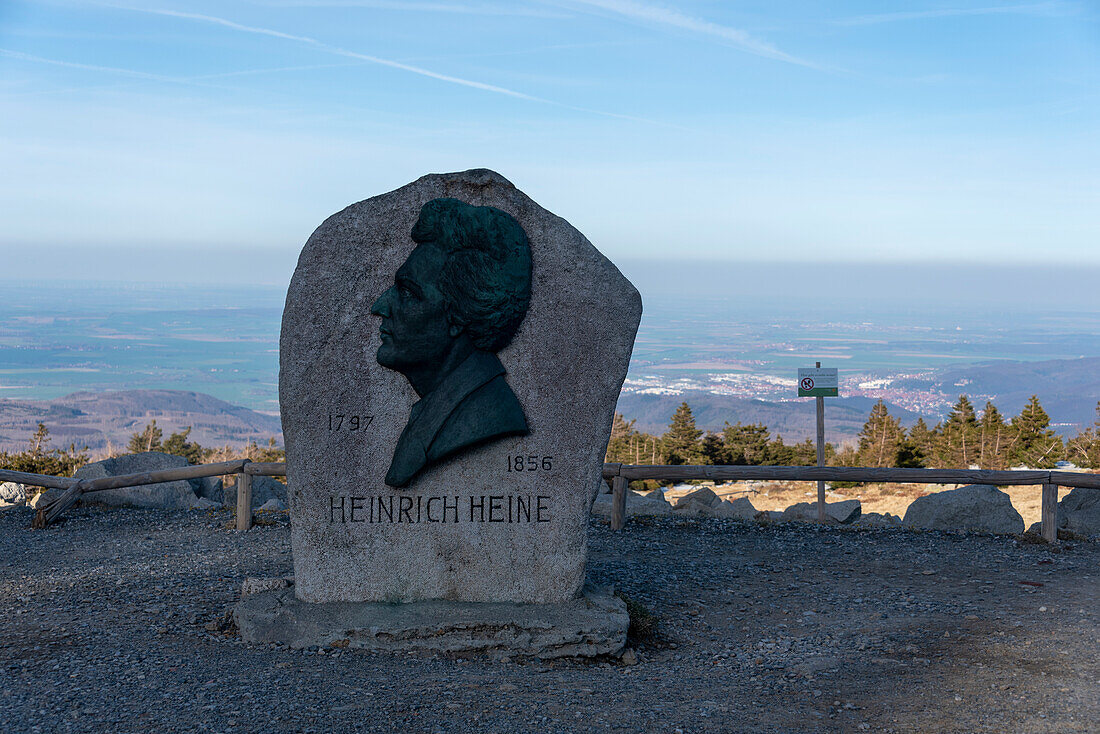 Heinrich Heine Denkmal, Brockenplateau, Nationalpark Harz, Schierke, Sachsen-Anhalt, Deutschland
