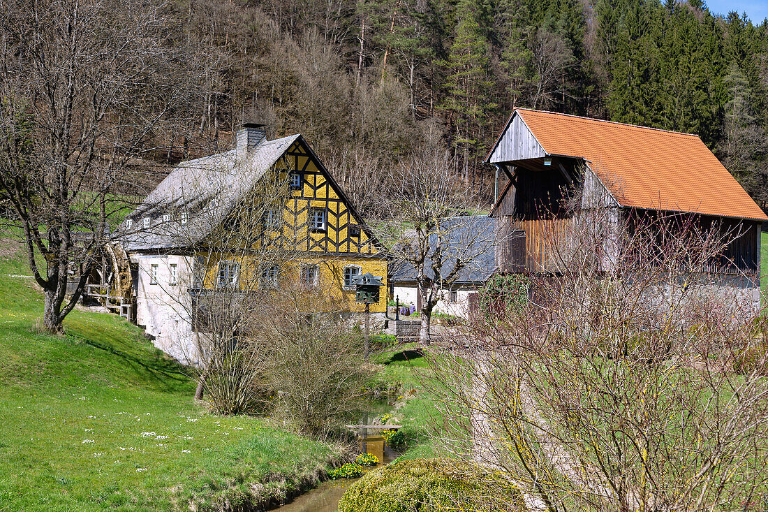 School mill in Veilbronn in the Leinleiter valley in Franconian Switzerland, Bavaria, Germany