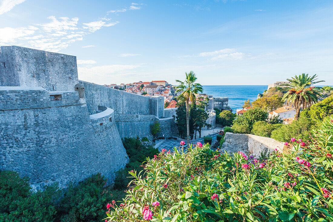 Gardens and city walls in Dubrovnik, Croatia