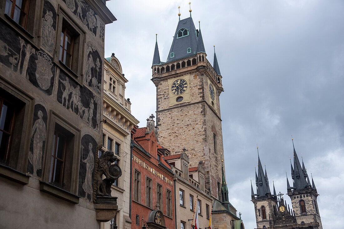 Old Town Hall, Tyn Church, Old Town Square, Prague, Czech Republic