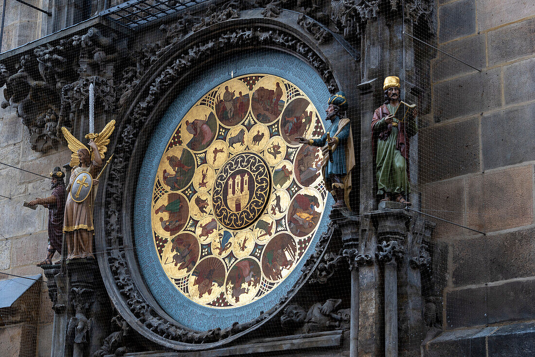 Astronomical clock, detail, Old Town Hall, Unesco World Heritage, Prague, Czech Republic