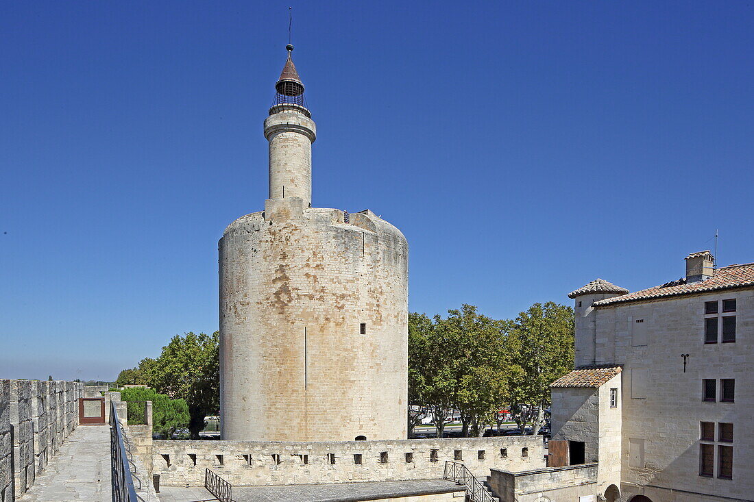 The Tour de Constanze is part of the city walls of Aigues-Mortes, Camargue, Occitania, France