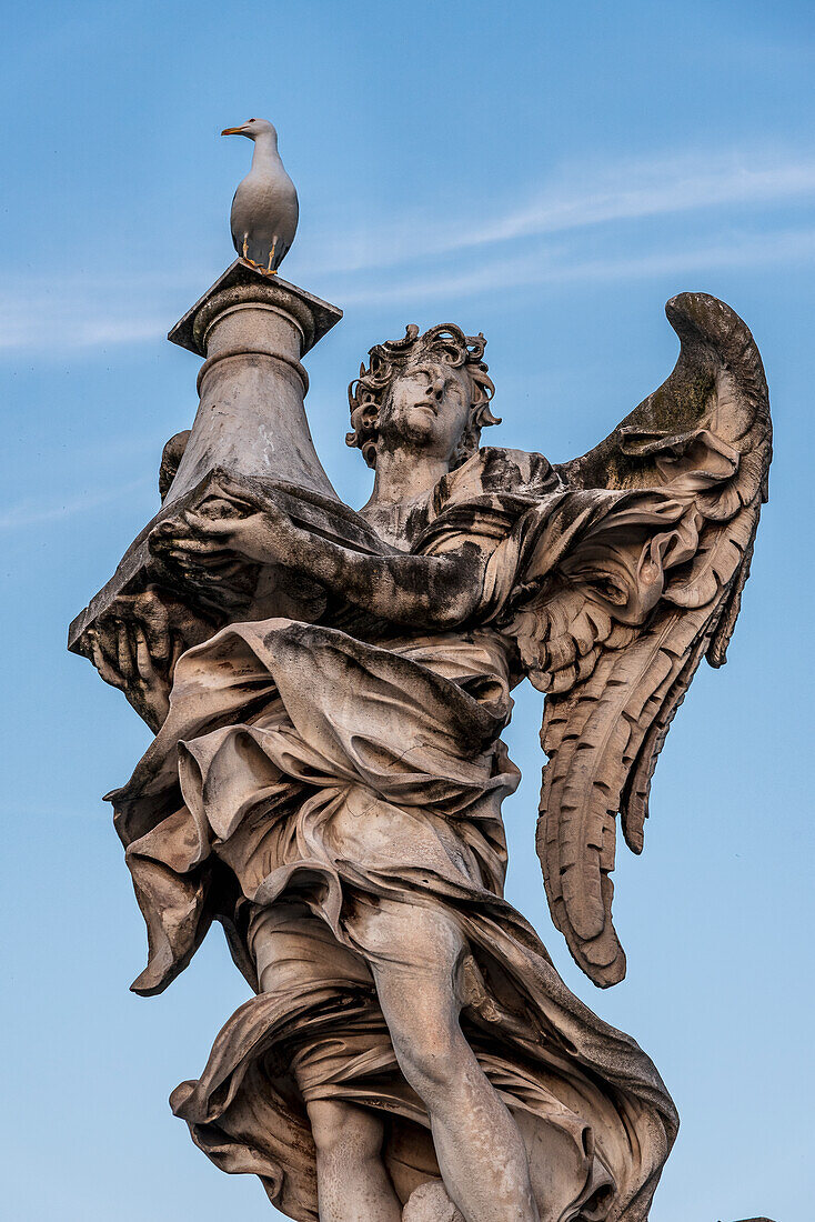 Figur auf St. Angelo-Brücke (Ponte Sant'Angelo) Rom, Latium, Italien, Europa