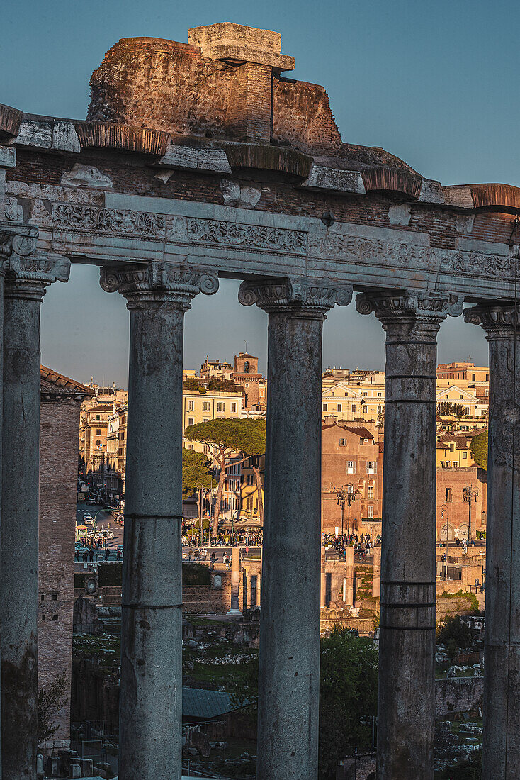 Blick auf Antikes Forum vom Kapitolshügel, Rom, Latium, Italien, Europa