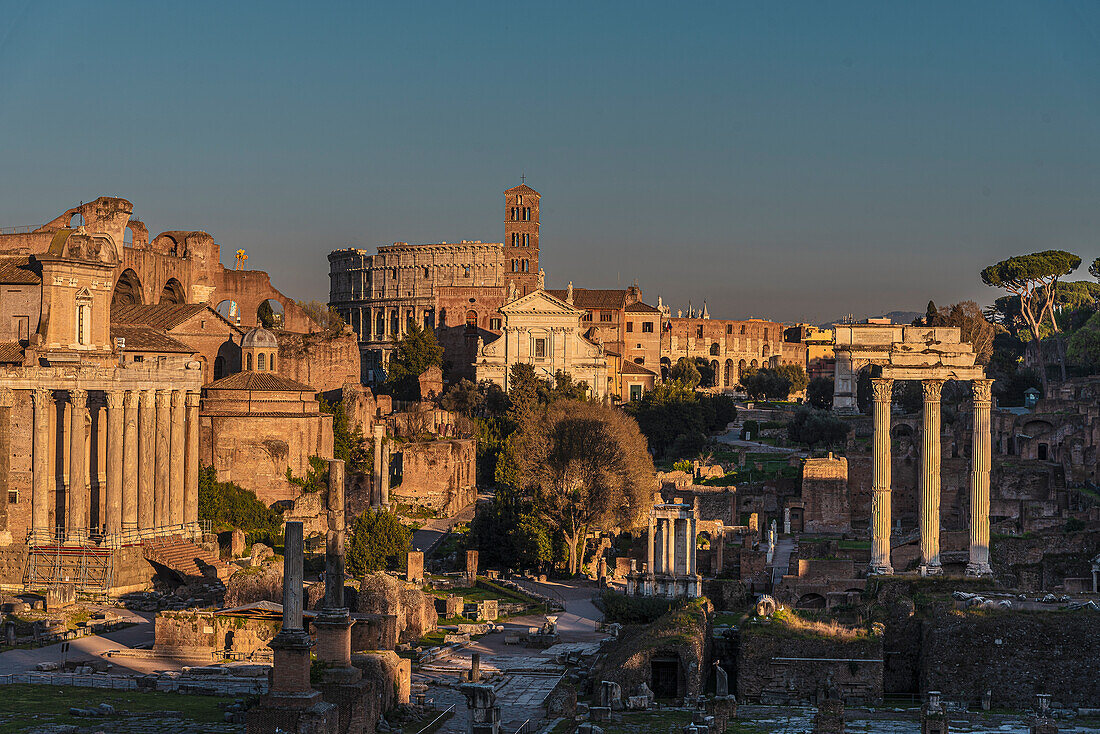 View of Ancient Forum from Capitoline Hill, Rome, Lazio, Italy, Europe