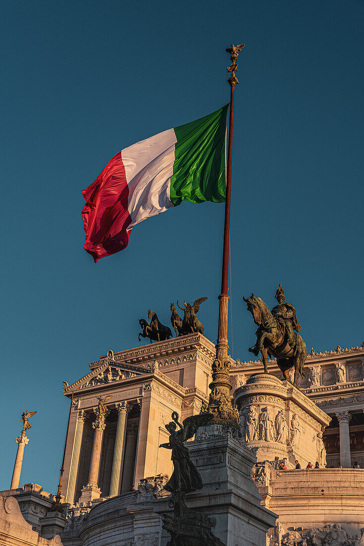 Equestrian statue of Victor Emmanuel II, National Monument to Victor Emmanuel II, Monumento a Vittorio Emanuele II, Rome, Lazio, Italy, Europe