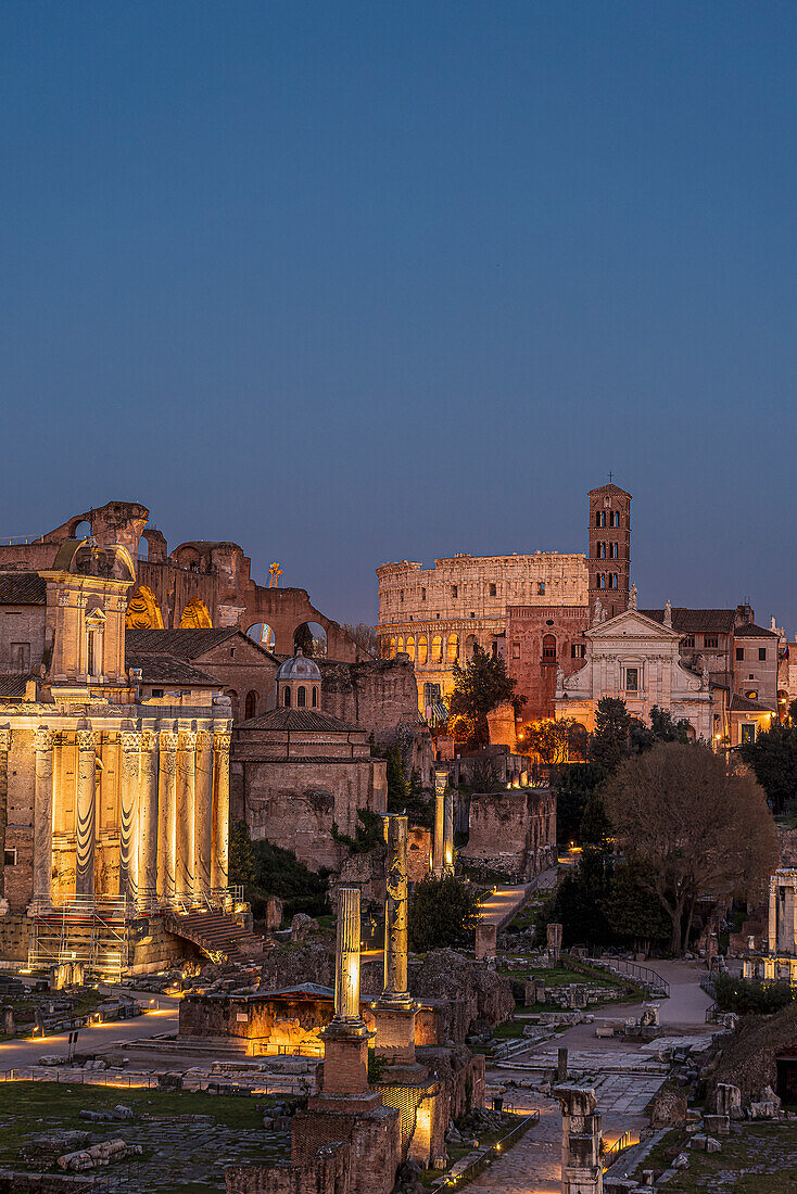 View of Ancient Forum from Capitoline Hill, Rome, Lazio, Italy, Europe