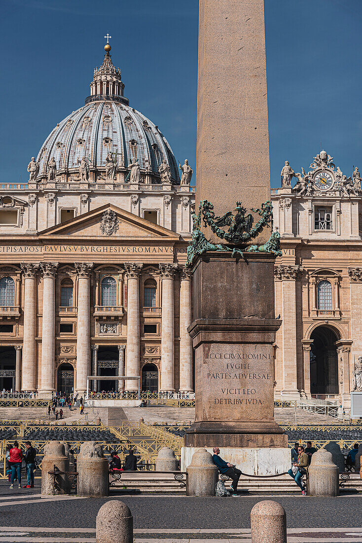 St. Peter's Basilica and Vatican Obelisk, Rome, Lazio, Italy, Europe