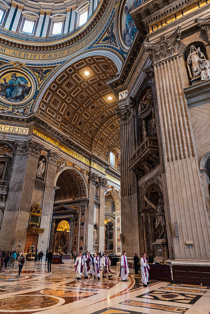 St. Peter's Basilica from inside, Rome, Lazio, Italy, Europe
