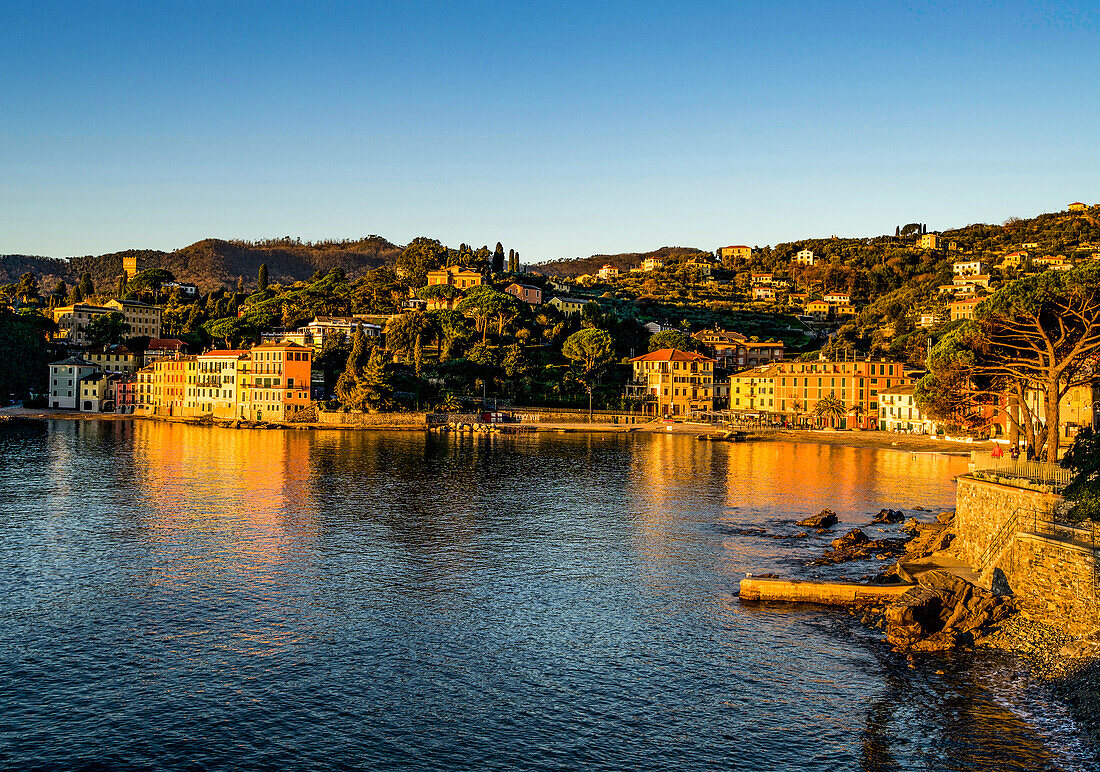 San Michele di Pagana in the morning light, Liguria, Riviera di Levante, Italy