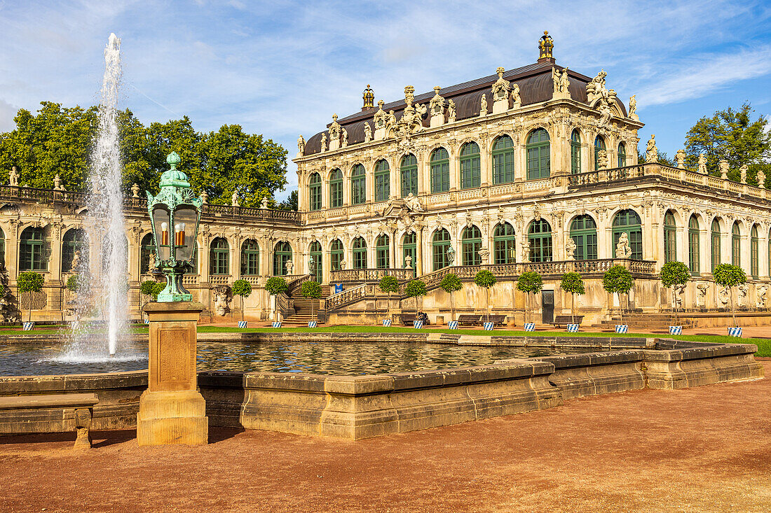 The Dresden Zwinger with fountain, late baroque building