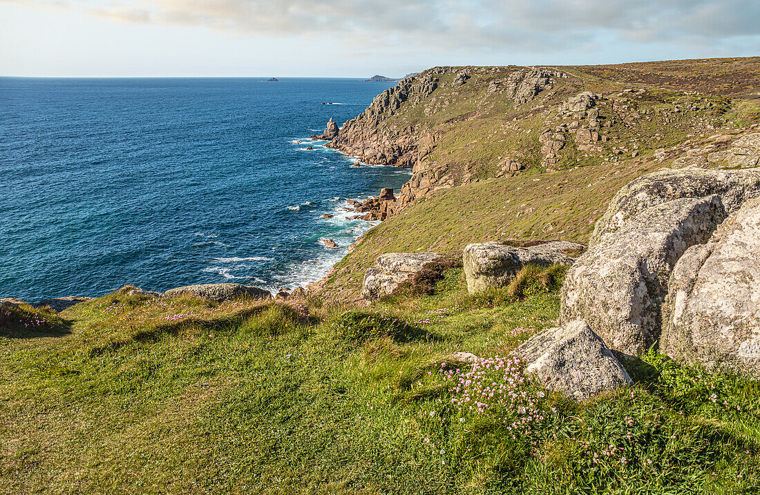 Picturesque coastal landscape at Lands End, Cornwall, England, UK