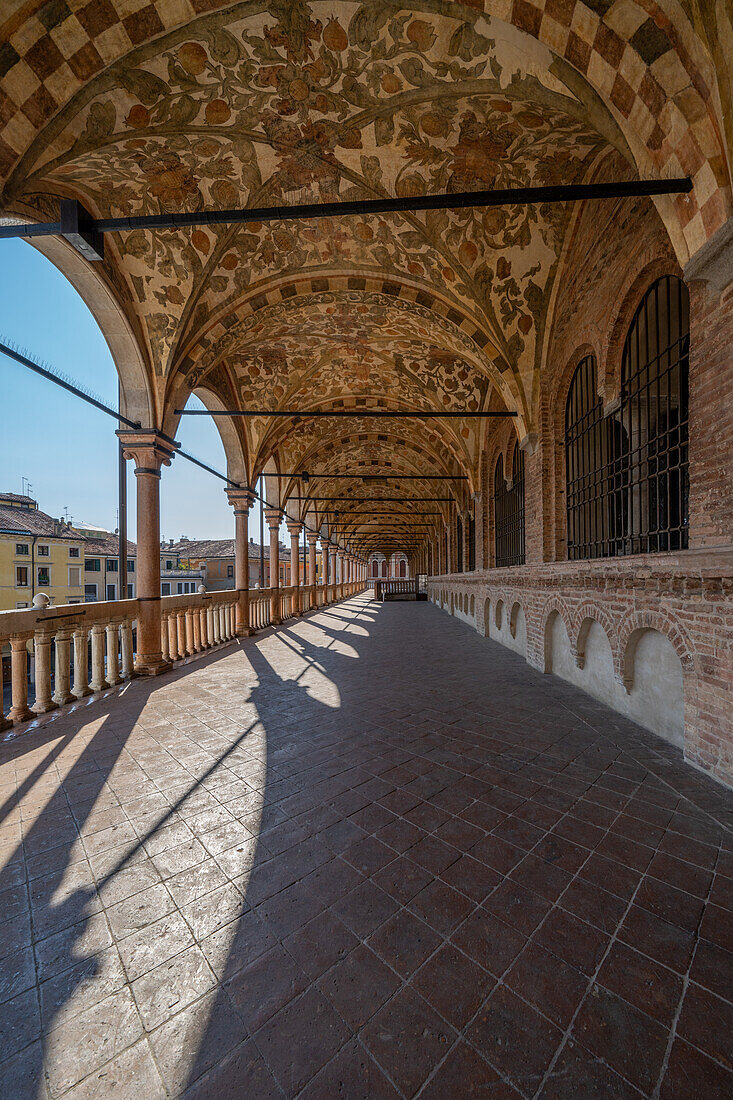 Arcades on the upper floor of the Palazzo della Ragione in Padua, Italy.