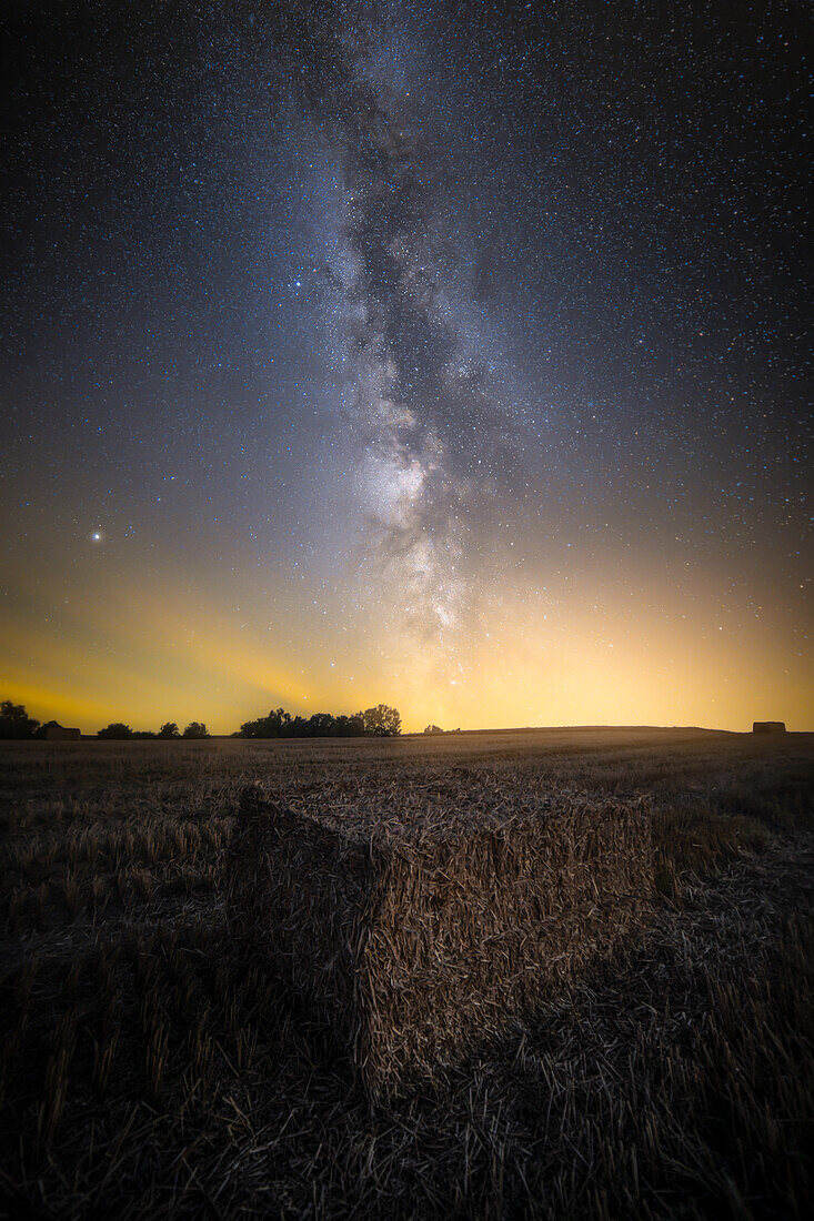 The Milky Way over the fields near Steinbach-Hallenberg, Thuringia, Germany