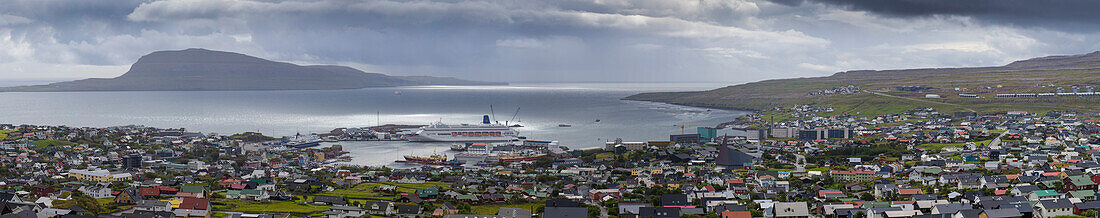 Panorama of capital Torshavn, Streymoy, Faroe Islands.