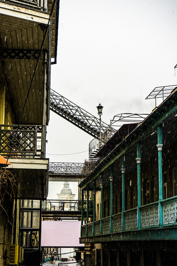 View of architecture of narrow streets of Tbilisi's downtown, Georgia