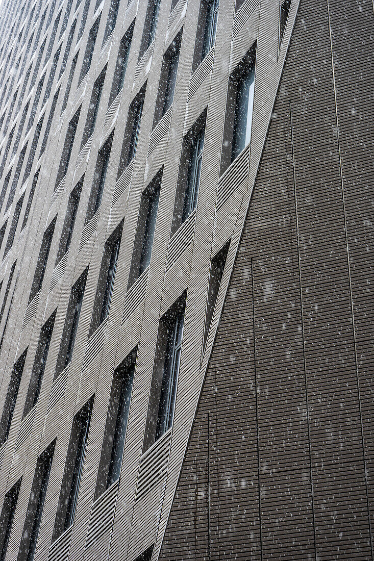 Chavchavadze avenue and unusual snowing in spring time, Tbilisi, Georgia