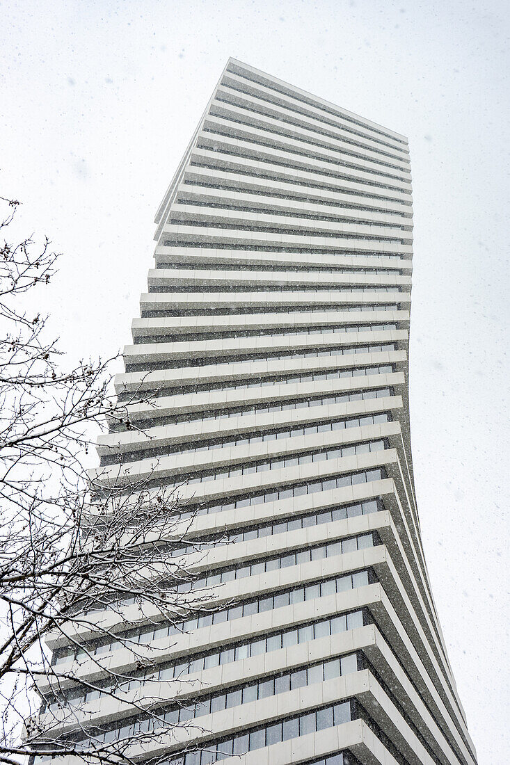 Modern business downtown of Tbilisi with famous spiral towers on Chavchavadze ave,