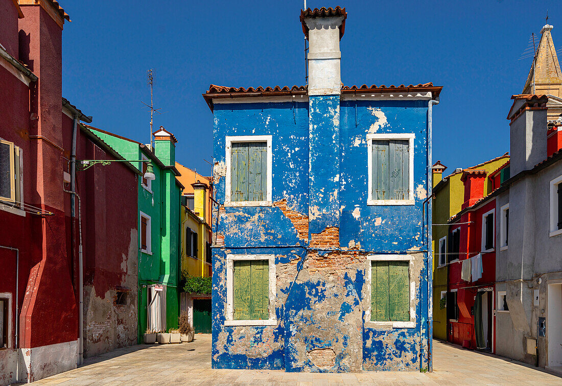 Colorful facades in Burano, Venice; Europe