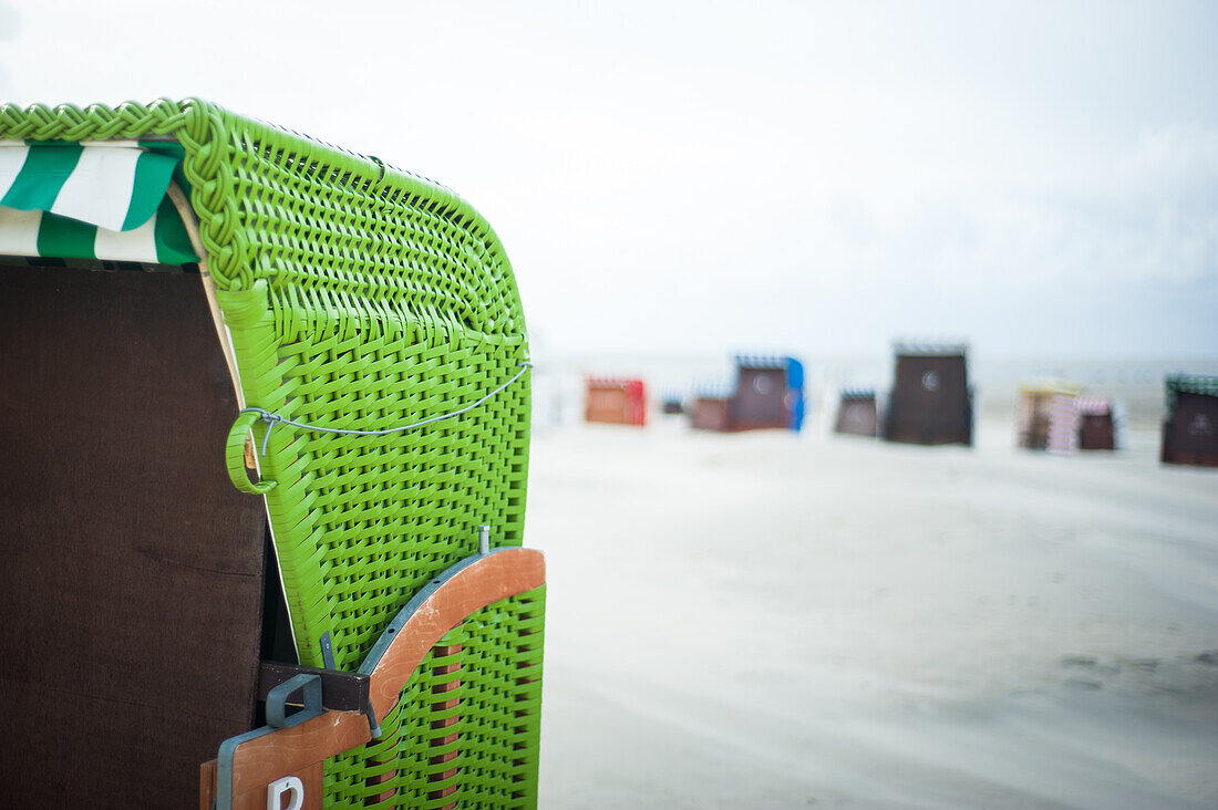 Beach chair on the main beach, Borkum, Lower Saxony, Germany
