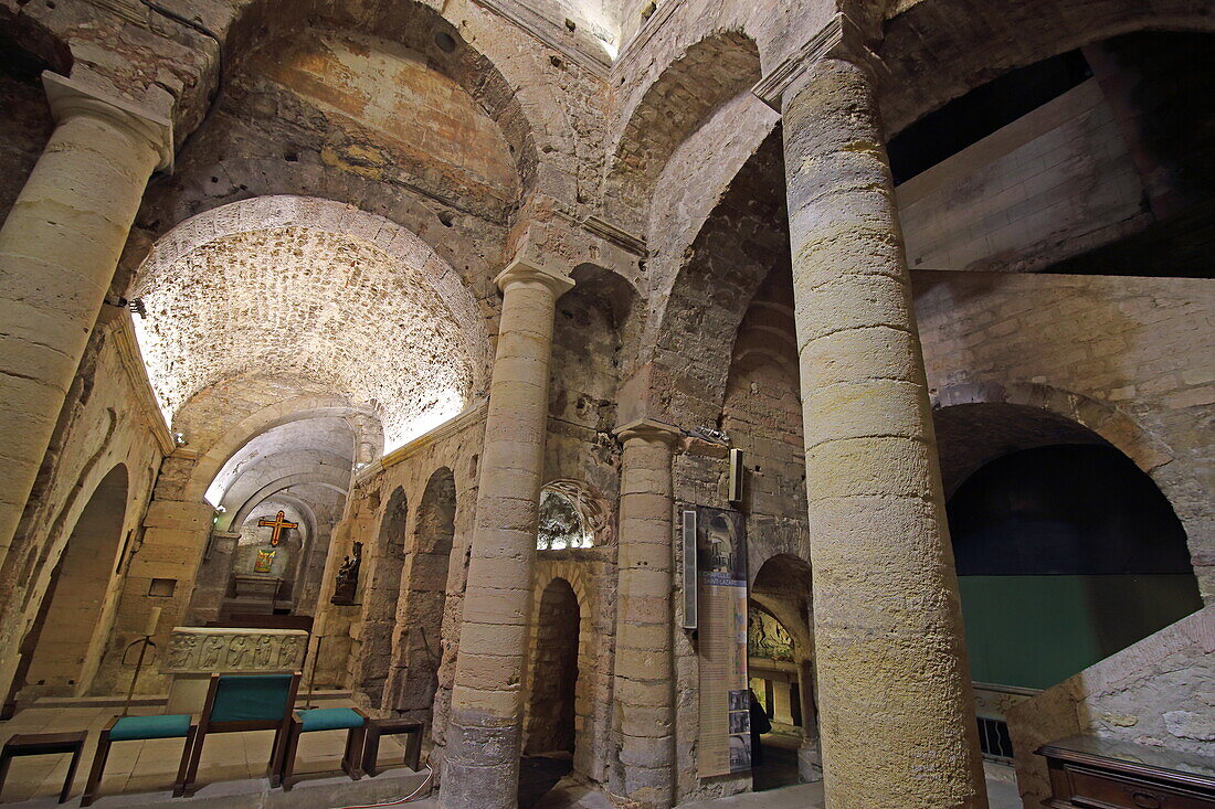 Historic underground churches in the Abbaye Saint-Victor, Marseille, Bouches-du-Rhone, Provence-Alpes-Cote d'Azur, France