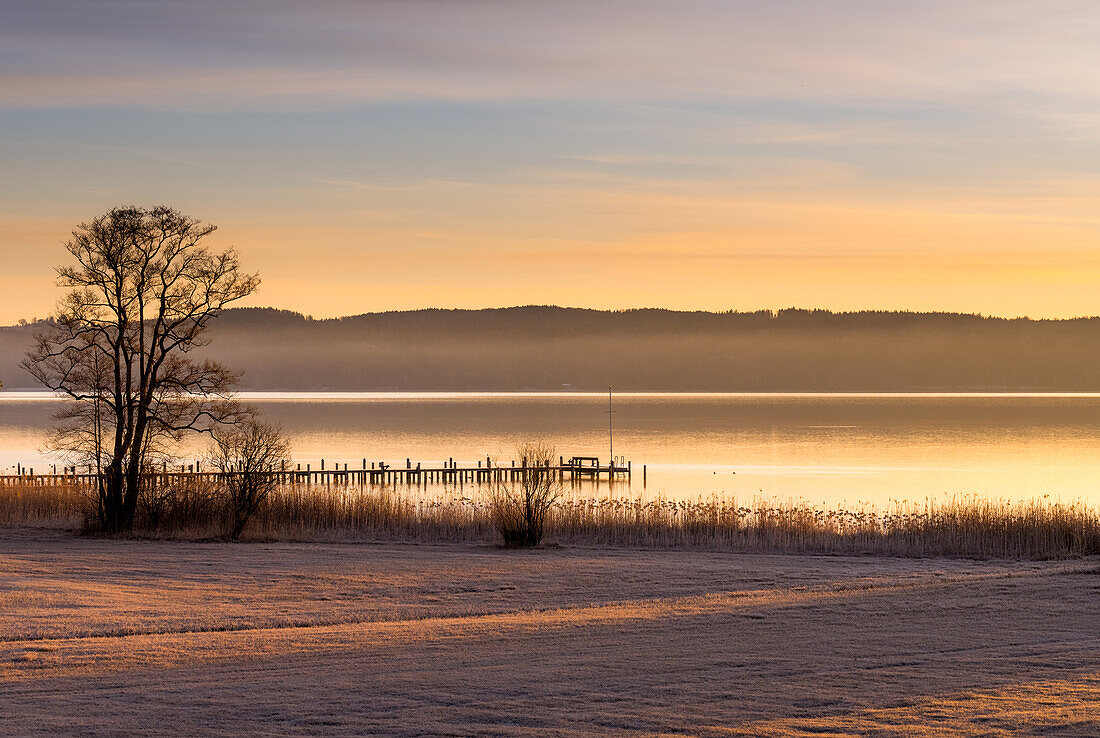Wintermorgen am Starnberger See, Seeshaupt, Deutschland