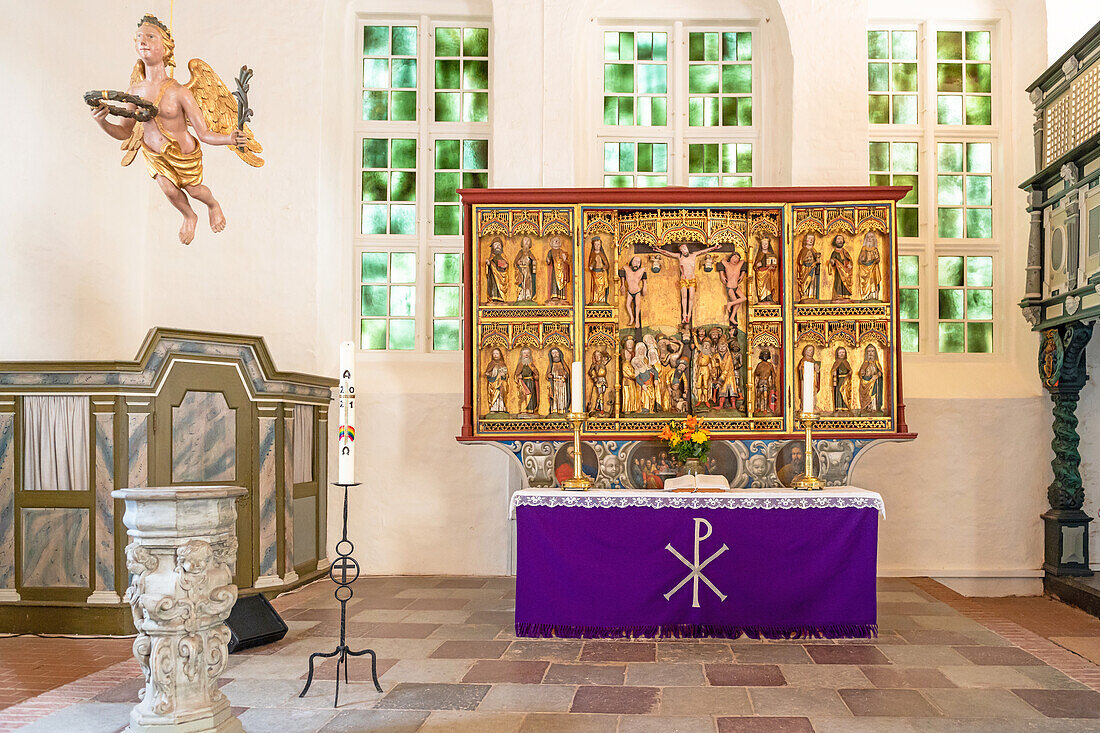 Altar of St. Juergen Church in Grube, Grube Church, Ostholstein, Schleswig-Holstein, Germany