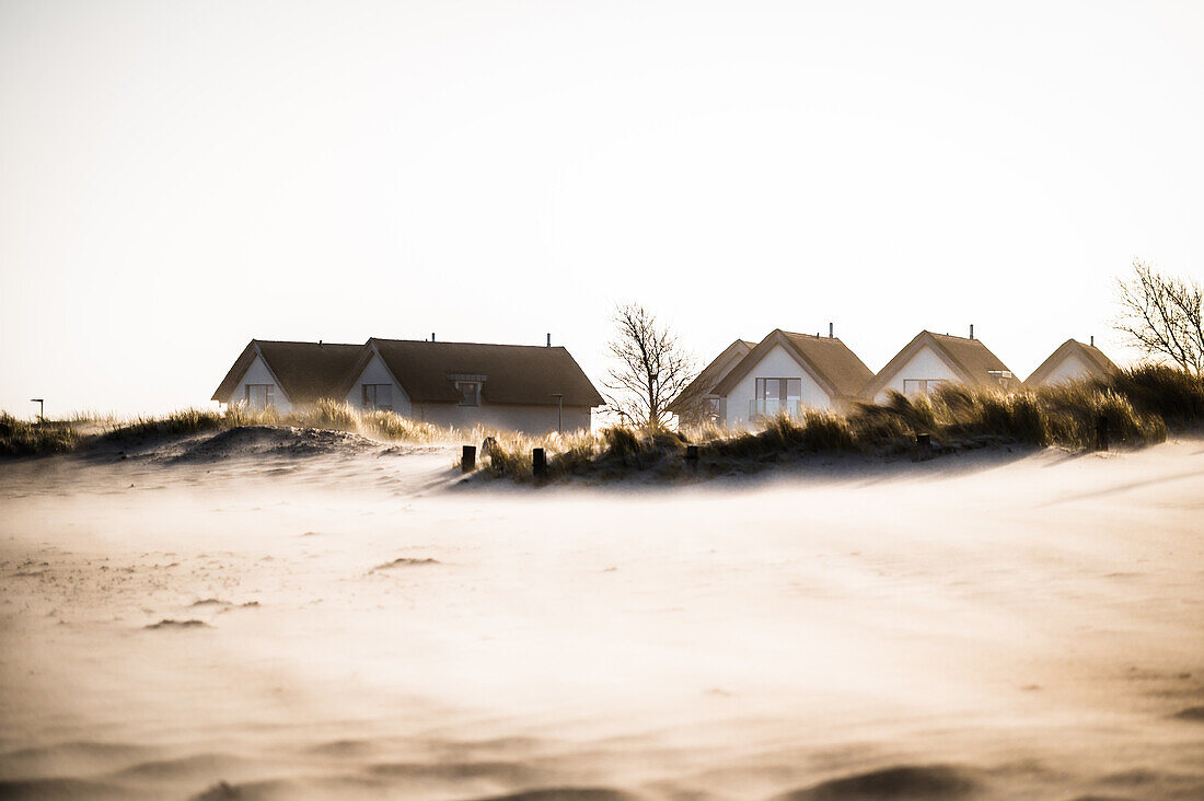 Sandstorm on the beach in Heiligenhafen, Strand Resort Marina, Baltic Sea, Ostholstein, Schleswig-Holstein, Germany