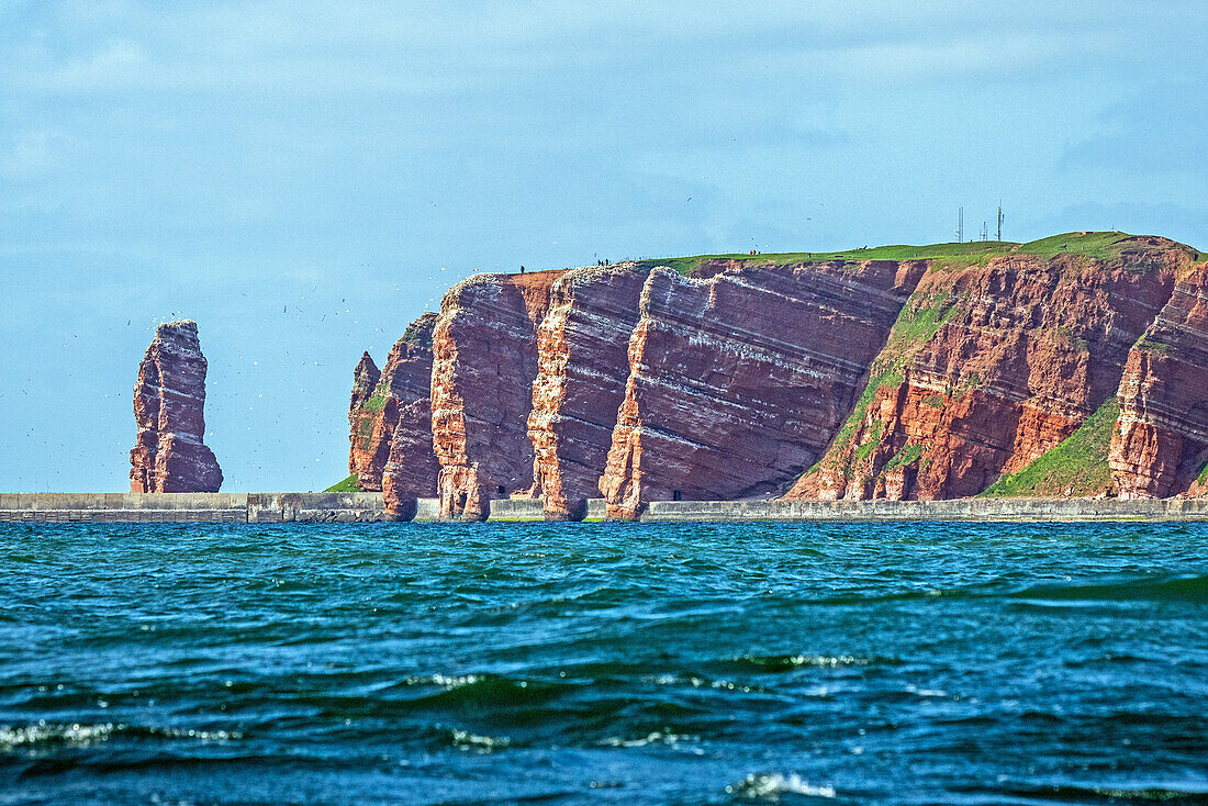 View of the Lange Anna and the Vogelfelsen on Helgoland, Heligoland, Insel, Schleswig-Holstein, Germany