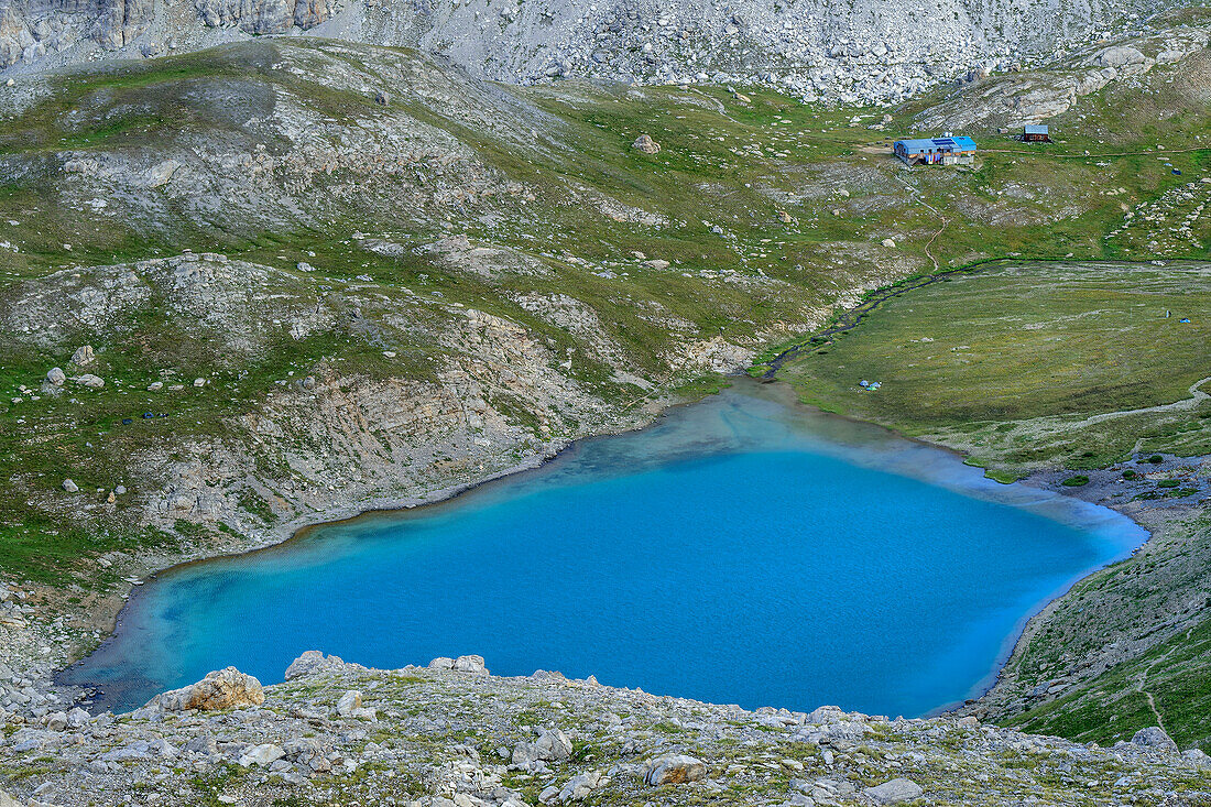 Lac Premier and Refuge de Chambeyron, Chambeyron Group, Alp-de-Haute-Provence, Cottian Alps, France