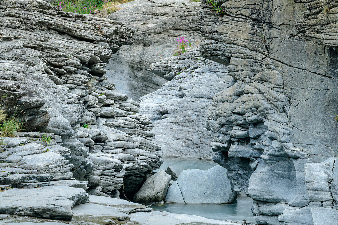 Felsschlucht des Arc, bei Bonneval-sur-Arc, Nationalpark Vanoise, Vanoise, Savoyen, Frankreich