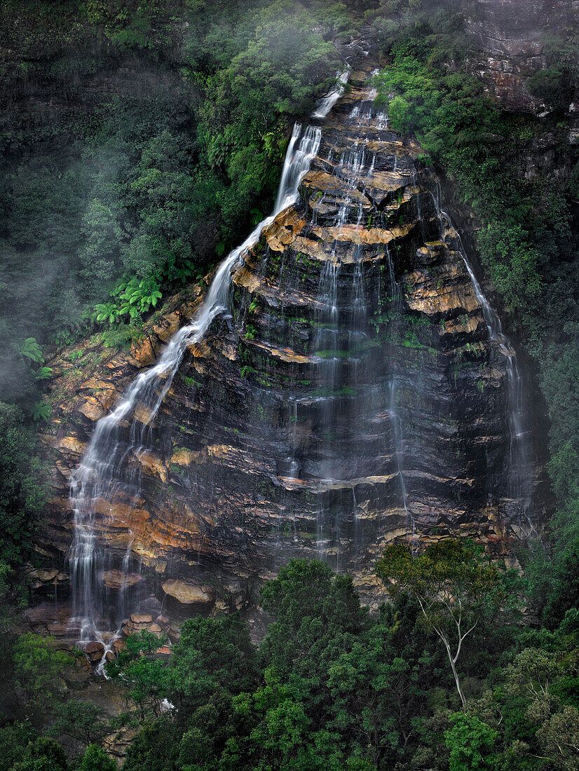 Brautschleier fällt, Leura Cascades, Blue Mountains, NSW, Australien